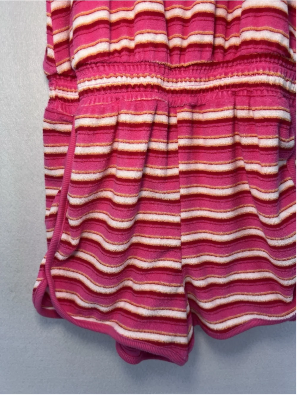 Old Navy Girls Terry Romper Shorts Pink Striped Youth Size Large 10-12 Summer